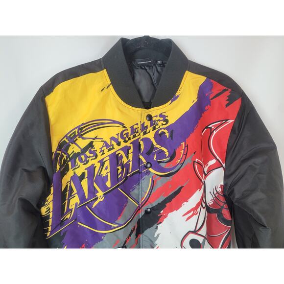 New Era Men's Multi Basketball Teams Bomber Blousen Jacket Coat Medium - Picture 2 of 10